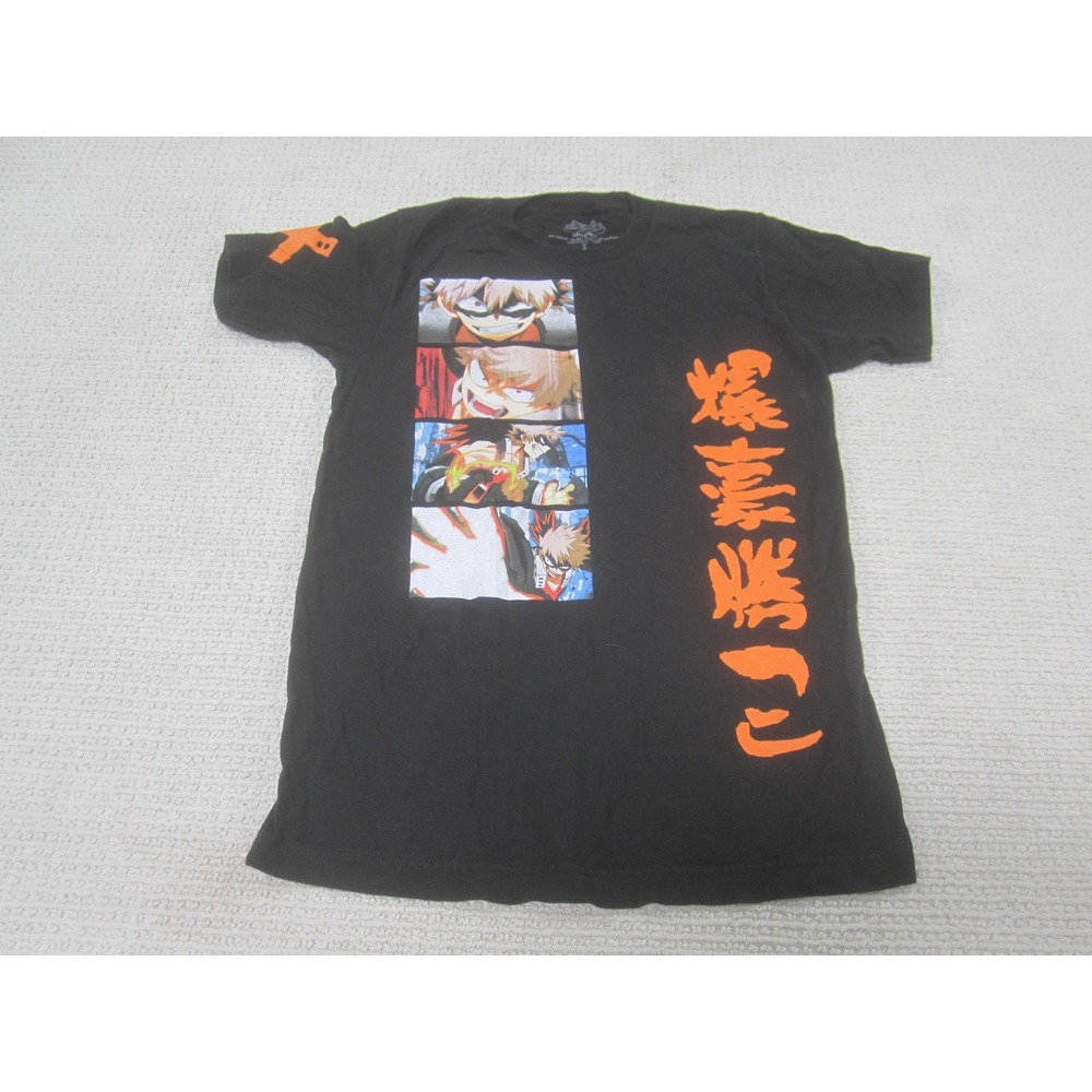 My‎ Hero Academia Shirt Mens Small Black Katsuki Bakugo Graphic Tee Anime Kanji